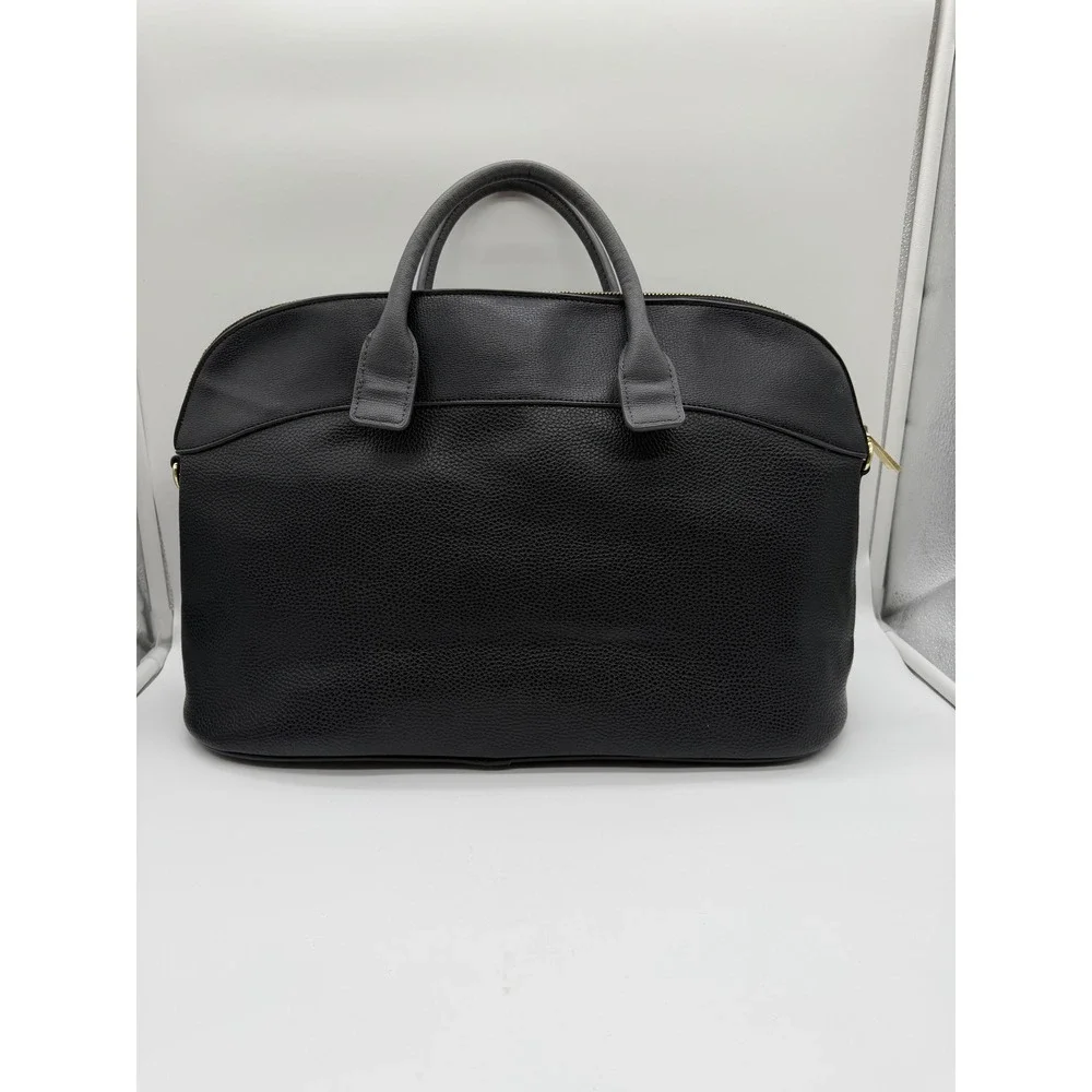 Tutilo New York Black Pebbled Vegan Leather Laptop Tote Bag Gold Hardware Grey